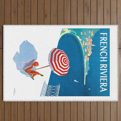 1954 FRENCH RIVIERA Travel Poster Outdoor Rug