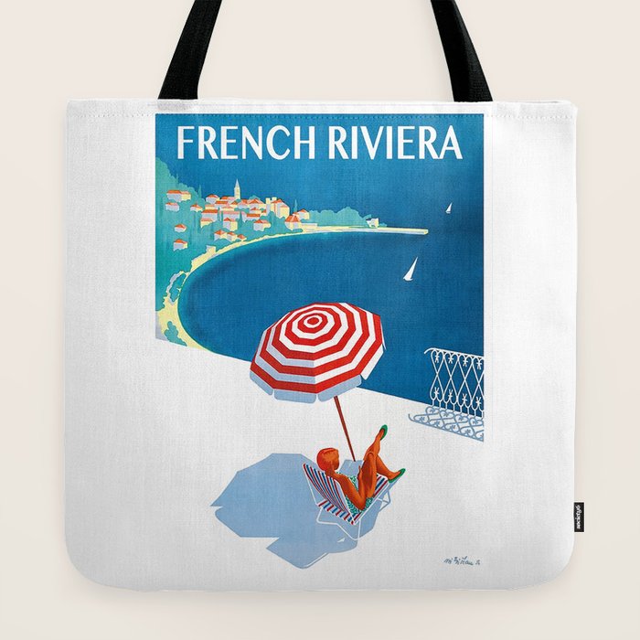 1954 FRENCH RIVIERA Travel Poster Tote Bag
