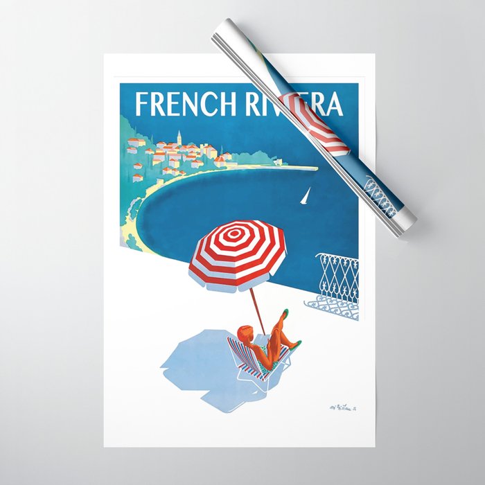 1954 FRENCH RIVIERA Travel Poster Wrapping Paper