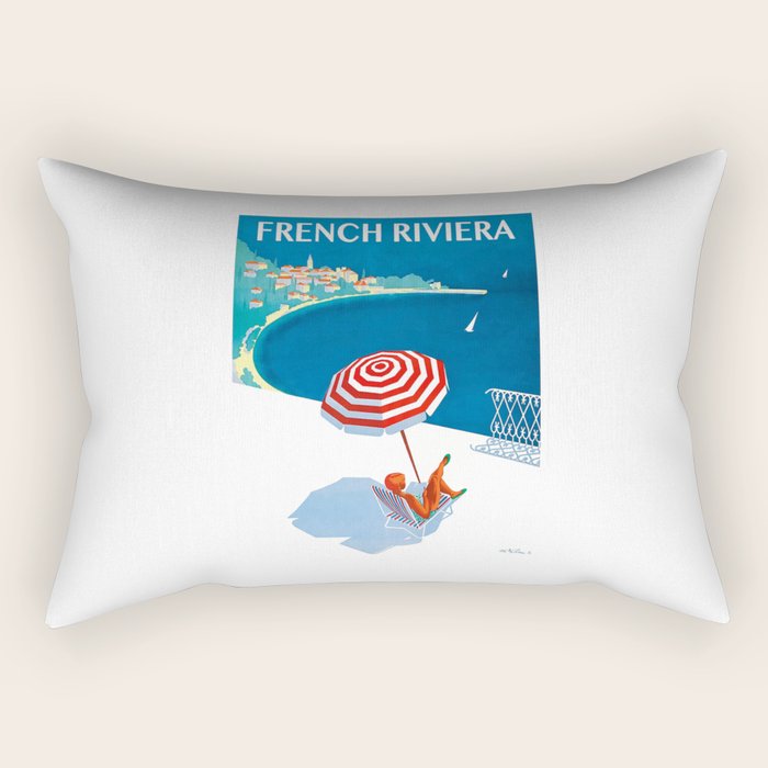 1954 FRENCH RIVIERA Travel Poster Rectangular Pillow