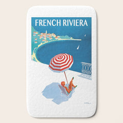 1954 FRENCH RIVIERA Travel Poster Bath Mat