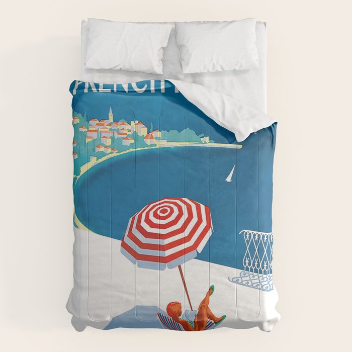 1954 FRENCH RIVIERA Travel Poster Comforter