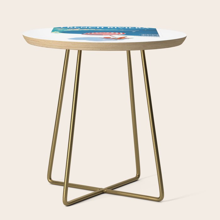 1954 FRENCH RIVIERA Travel Poster Side Table