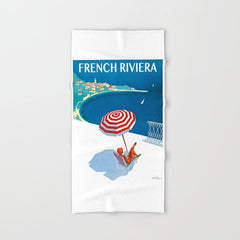 1954 FRENCH RIVIERA Travel Poster Bath Towel