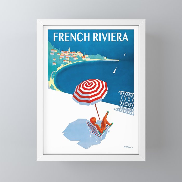 1954 FRENCH RIVIERA Travel Poster Mini Art Print