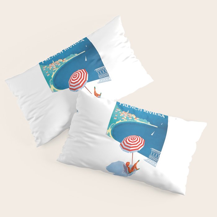 1954 FRENCH RIVIERA Travel Poster Pillow Sham