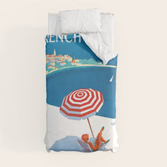 1954 FRENCH RIVIERA Travel Poster Duvet Cover