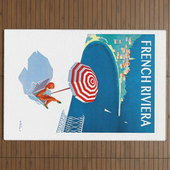 1954 FRENCH RIVIERA Travel Poster Outdoor Rug