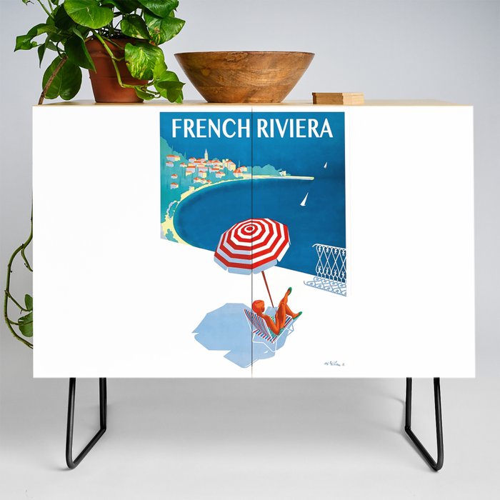 1954 FRENCH RIVIERA Travel Poster Credenza