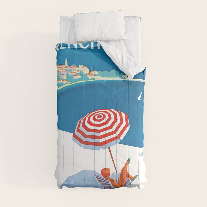 1954 FRENCH RIVIERA Travel Poster Comforter