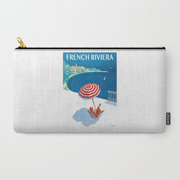 1954 FRENCH RIVIERA Travel Poster Carry All Pouch