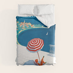 1954 FRENCH RIVIERA Travel Poster Duvet Cover