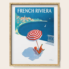 1954 FRENCH RIVIERA Travel Poster Serving Tray