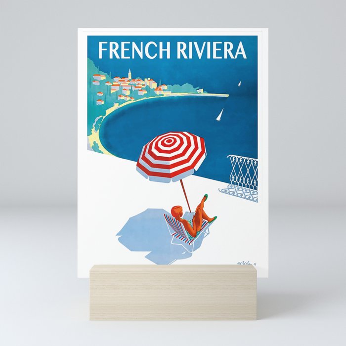1954 FRENCH RIVIERA Travel Poster Mini Art Print