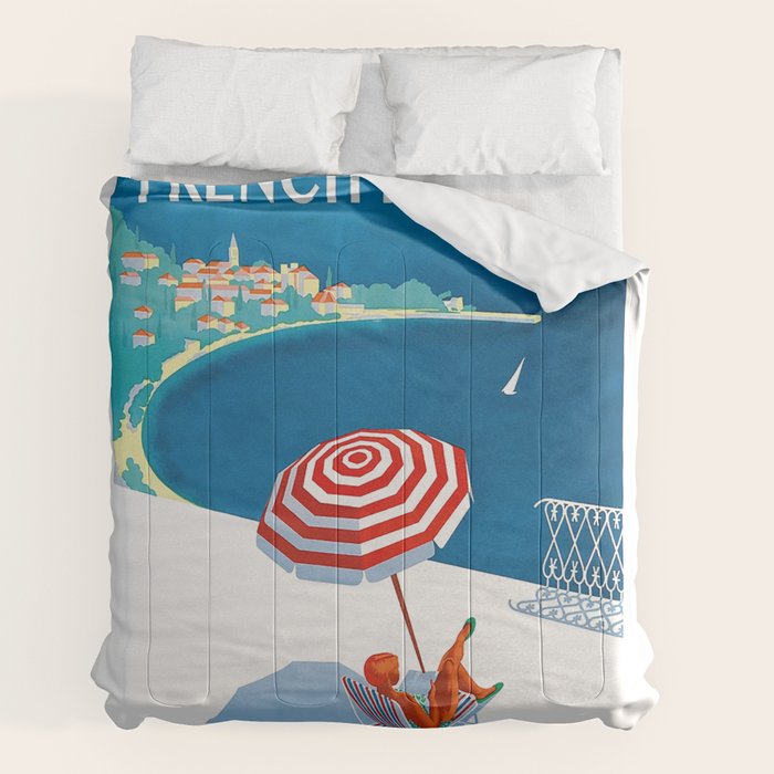 1954 FRENCH RIVIERA Travel Poster Comforter