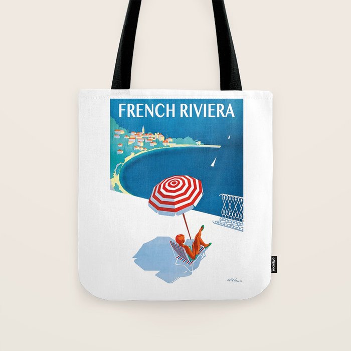 1954 FRENCH RIVIERA Travel Poster Tote Bag