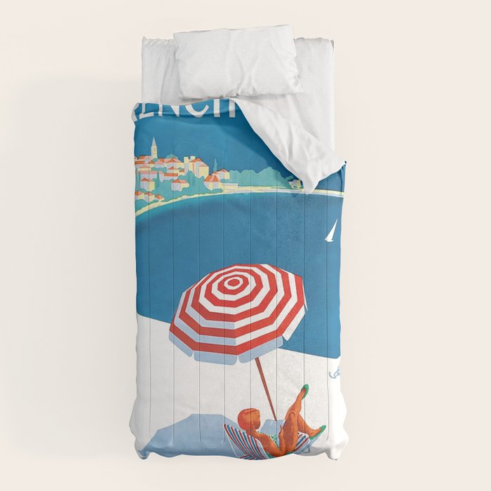 1954 FRENCH RIVIERA Travel Poster Comforter