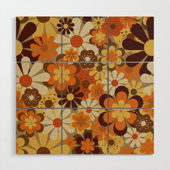 70's Floral Prints, Retro Art Wood Wall Art