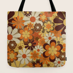 70's Floral Prints, Retro Art Tote Bag