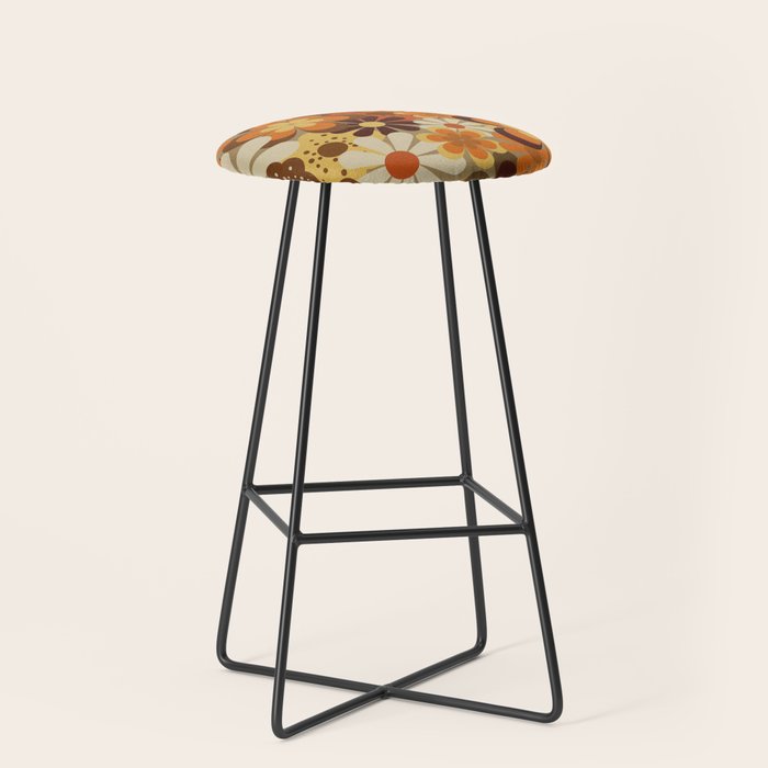 70's Floral Prints, Retro Art Stool