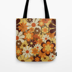 70's Floral Prints, Retro Art Tote Bag