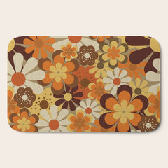 70's Floral Prints, Retro Art Bath Mat