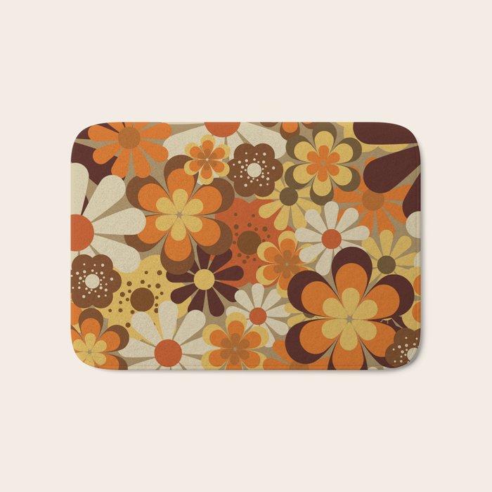 70's Floral Prints, Retro Art Bath Mat