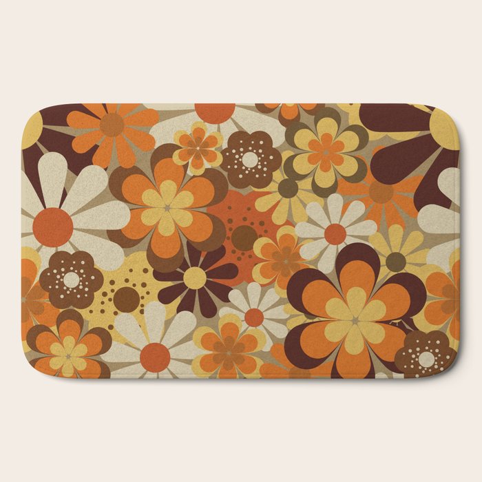 70's Floral Prints, Retro Art Bath Mat