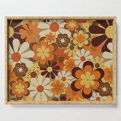70's Floral Prints, Retro Art Serving Tray