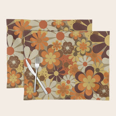 70's Floral Prints, Retro Art Placemat