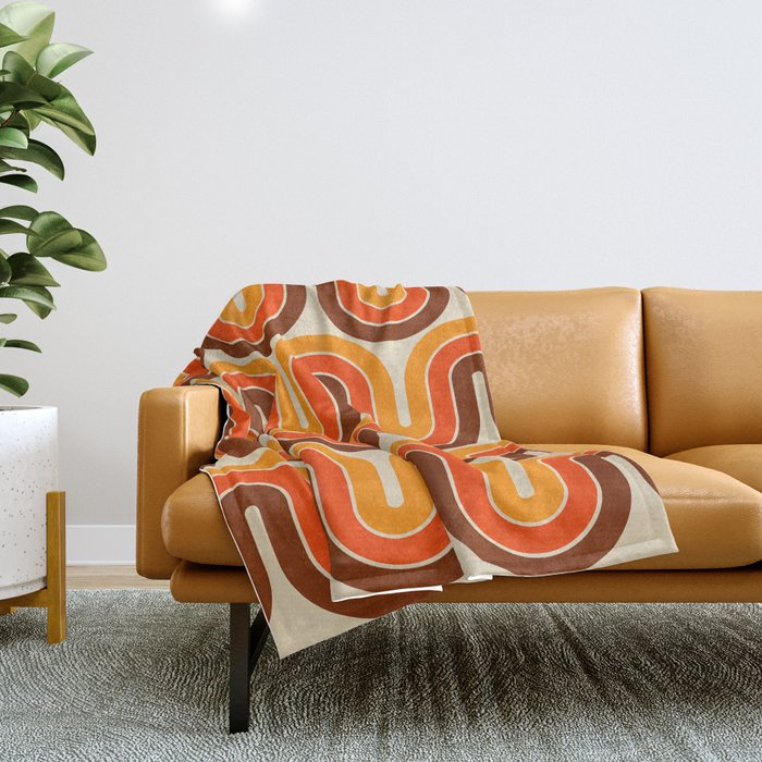70s Retro Vintage Style 821 Autumn Throw Blanket