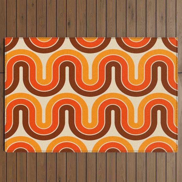 70s Retro Vintage Style 821 Autumn Outdoor Rug