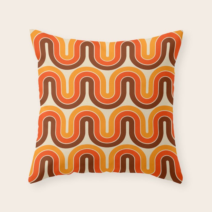 70s Retro Vintage Style 821 Autumn Throw Pillow