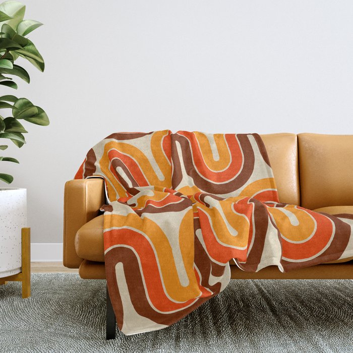 70s Retro Vintage Style 821 Autumn Throw Blanket