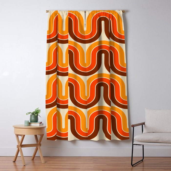 70s Retro Vintage Style 821 Autumn Window Curtain