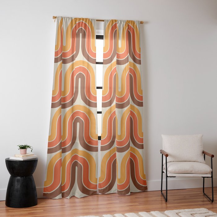 70s Retro Vintage Style 821 Autumn Window Curtain