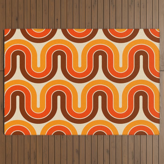 70s Retro Vintage Style 821 Autumn Outdoor Rug