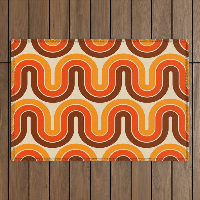 70s Retro Vintage Style 821 Autumn Outdoor Rug