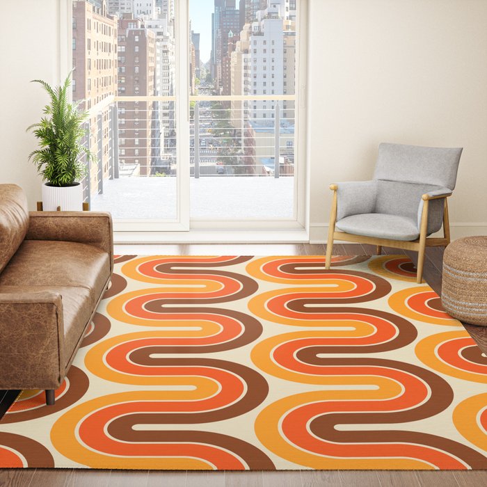 70s Retro Vintage Style 821 Autumn Rug
