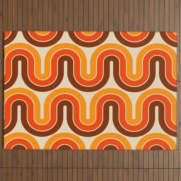 70s Retro Vintage Style 821 Autumn Outdoor Rug