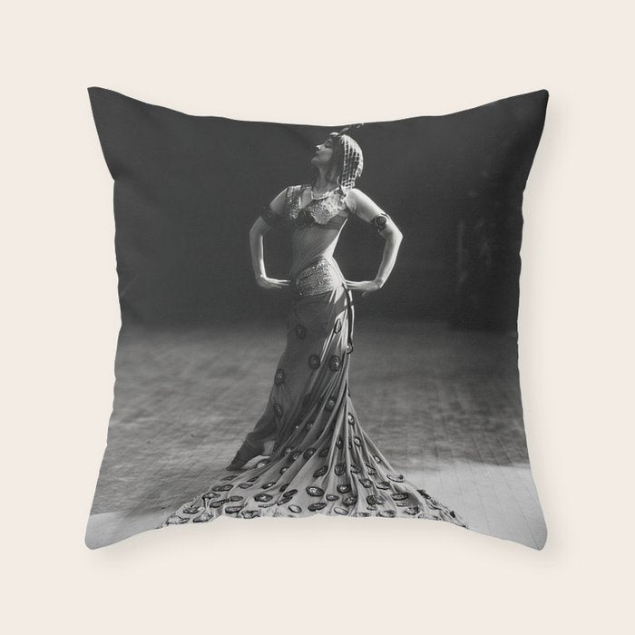 1920 Spanish Flamenco dancer vintage starlet Ruth St Denis black and white photograph  Throw Pillow