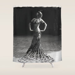 1920 Spanish Flamenco dancer vintage starlet Ruth St Denis black and white photograph  Shower Curtain