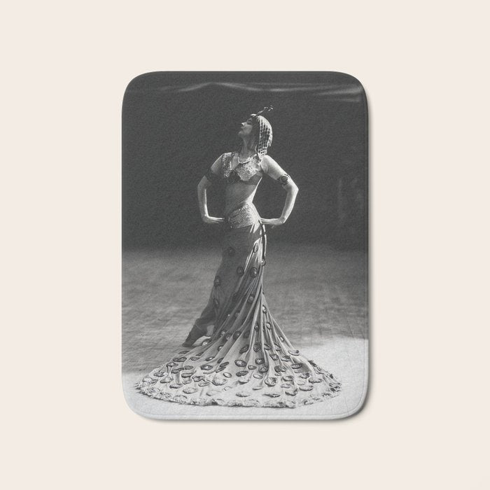 1920 Spanish Flamenco dancer vintage starlet Ruth St Denis black and white photograph  Bath Mat