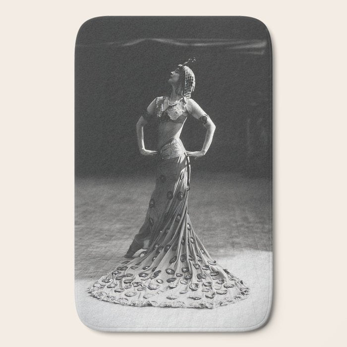 1920 Spanish Flamenco dancer vintage starlet Ruth St Denis black and white photograph  Bath Mat