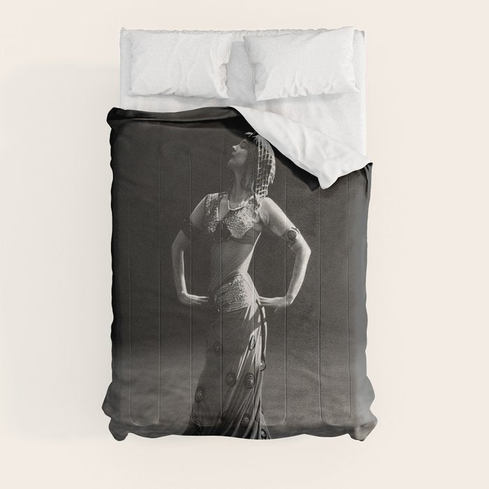 1920 Spanish Flamenco dancer vintage starlet Ruth St Denis black and white photograph  Comforter