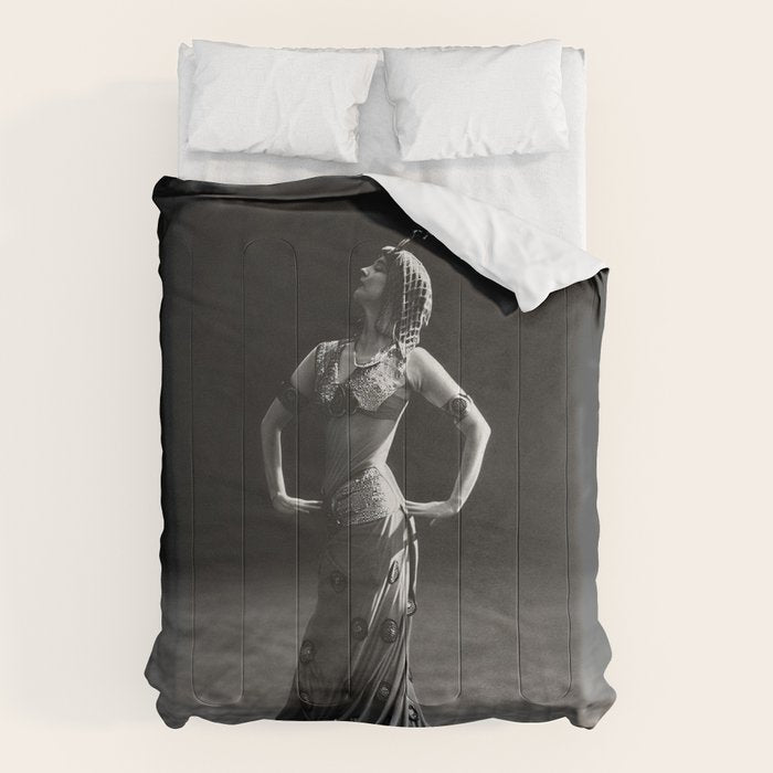 1920 Spanish Flamenco dancer vintage starlet Ruth St Denis black and white photograph  Comforter