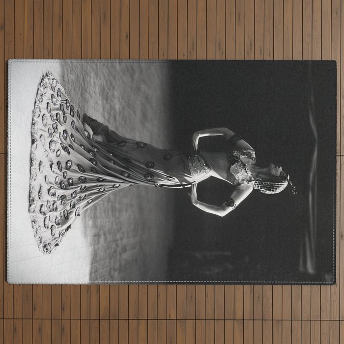1920 Spanish Flamenco dancer vintage starlet Ruth St Denis black and white photograph  Outdoor Rug