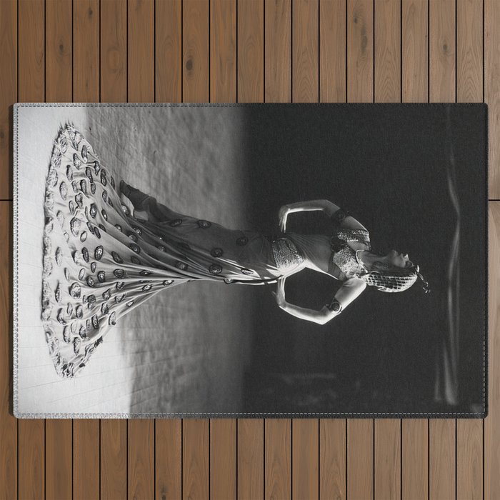 1920 Spanish Flamenco dancer vintage starlet Ruth St Denis black and white photograph  Outdoor Rug