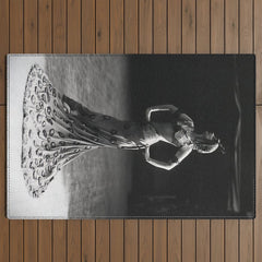 1920 Spanish Flamenco dancer vintage starlet Ruth St Denis black and white photograph  Outdoor Rug