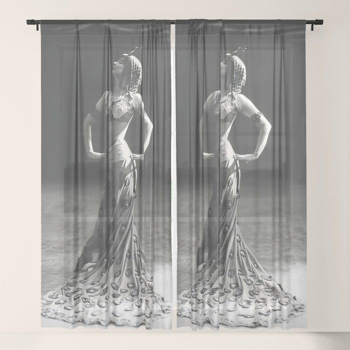 1920 Spanish Flamenco dancer vintage starlet Ruth St Denis black and white photograph  Window Curtain